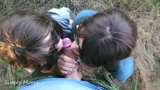 Në natyrë Blowjob, Sperma në gojë, Sperma kissing - unë jam për ndarjen e Burrit tim me tim StepSis, gji burrit karin - POV 3some bj StepSisters Moore